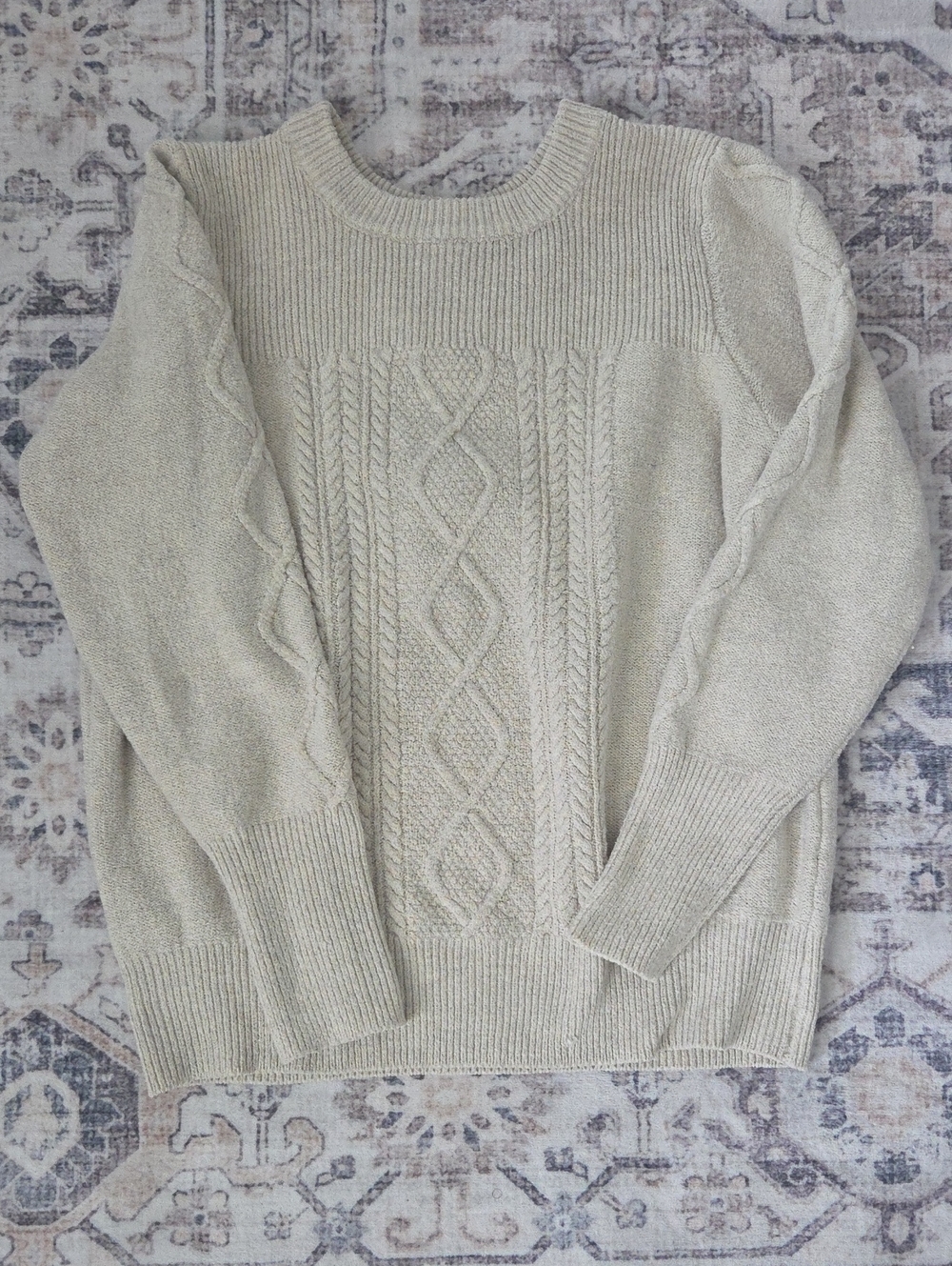 St. John's Bay Cream Cable Knit Crewneck Sweater